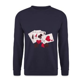 Poker Symbol As Spades - Unisex Sweatshirt - navy - Front - Alina (178cm) & Michal (187cm)