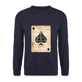 Poker card ace of spades - Unisex Sweatshirt - navy - Front - Alina (178cm) & Michal (187cm)