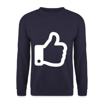Pouce en l'air blanc - Sweat-shirt Unisexe - marine - Devant - Alina (178cm) & Michal (187cm)