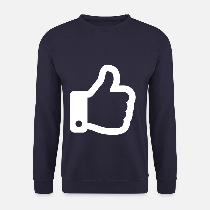 Thumbs Up White - Unisex Pullover - Navy