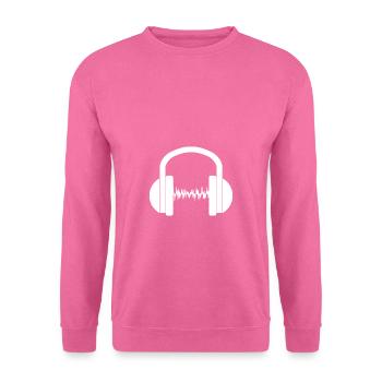 Shirt Design DJ Kopfhoerer Headphones mit Klangw - Unisex Pullover - Pink - Vorne