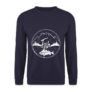Fischen Angeln - Unisex Pullover - Navy - Vorne - Alina (178cm) & Michal (187cm)