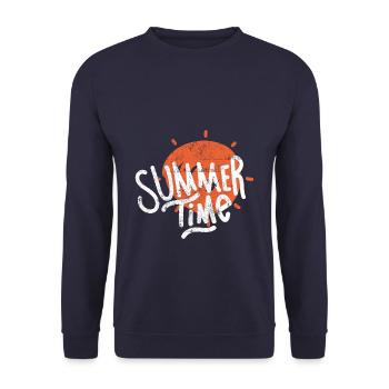 Sommerzeit Sommer Travel - Unisex Pullover - Navy - Vorne - Alina (178cm) & Michal (187cm)