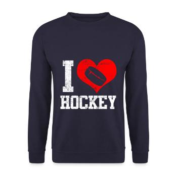 I love hockey heart - Unisex Sweatshirt - navy - Front - Alina (178cm) & Michal (187cm)
