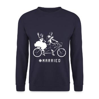 mariage jga mariage vélo - Sweat-shirt Unisexe - marine - Devant - Alina (178cm) & Michal (187cm)