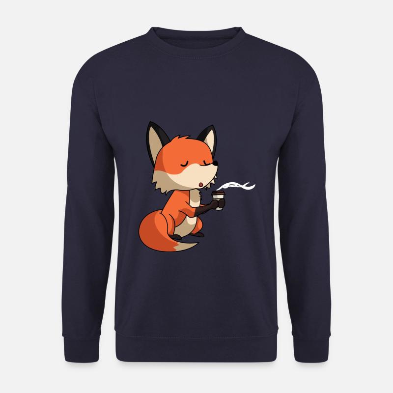 Fox with coffee - Unisex Sweatshirt - navy