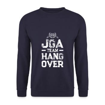 jga hangover team bier jga - Unisex Pullover - Navy - Vorne - Alina (178cm) & Michal (187cm)