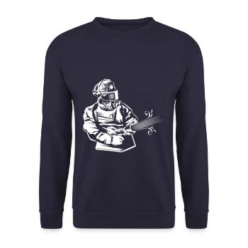 firefighter - Unisex Sweatshirt - navy - Front - Alina (178cm) & Michal (187cm)