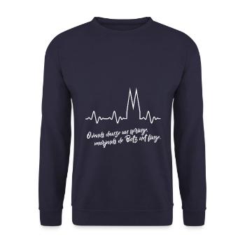 Abends danze unn springe Köln Shirt Tanzen Fiere - Unisex Pullover - Navy - Vorne - Alina (178cm) & Michal (187cm)
