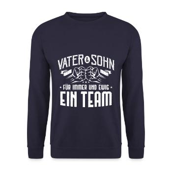 Vater sohn ein team - Unisex Pullover - Navy - Vorne - Alina (178cm) & Michal (187cm)