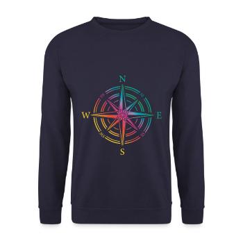 kompass bunt - Unisex Pullover - Navy - Vorne - Alina (178cm) & Michal (187cm)