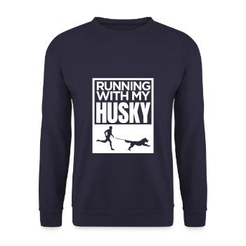 courir avec mon husky - Sweat-shirt Unisexe - marine - Devant - Alina (178cm) & Michal (187cm)
