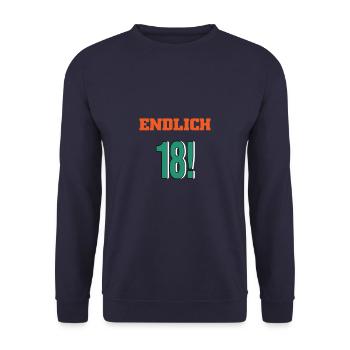 Geburtstag Geschenk zum 18. Geburtstag - Unisex Pullover - Navy - Vorne - Alina (178cm) & Michal (187cm)