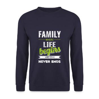 Family saying life - Unisex Sweatshirt - navy - Front - Alina (178cm) & Michal (187cm)