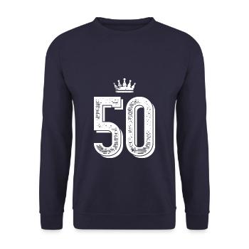 50 krone - Unisex Pullover - Navy - Vorne - Alina (178cm) & Michal (187cm)