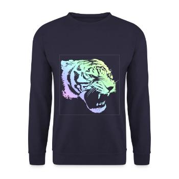 tigre - Sweat-shirt Unisexe - marine - Devant - Alina (178cm) & Michal (187cm)