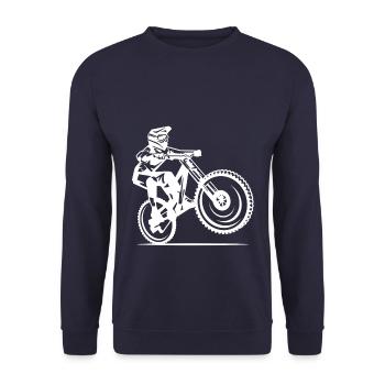 Biking mountain bike downhill - Unisex Sweatshirt - navy - Front - Alina (178cm) & Michal (187cm)