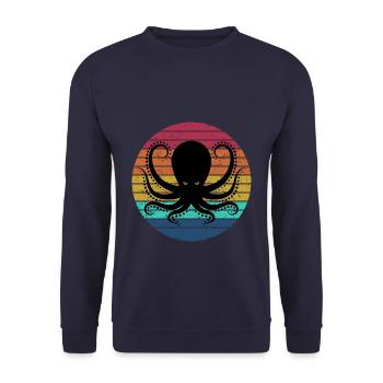 Pieuvre rétro pieuvre - Sweat-shirt Unisexe - marine - Devant - Alina (178cm) & Michal (187cm)