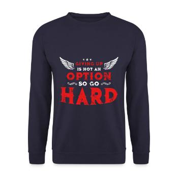 giving up option - Unisex Sweatshirt - navy - Front - Alina (178cm) & Michal (187cm)