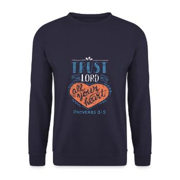 Trust God Jesus Christ Heart - Unisex Sweatshirt - navy - Front - Alina (178cm) & Michal (187cm)