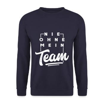 mein team spruch - Unisex Pullover - Navy - Vorne - Alina (178cm) & Michal (187cm)