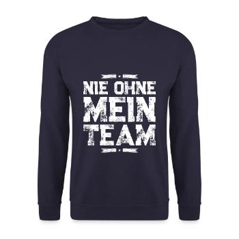 mein team spruch - Unisex Pullover - Navy - Vorne - Alina (178cm) & Michal (187cm)