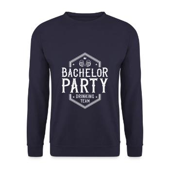 bachelor party drinking team - Unisex Sweatshirt - navy - Front - Alina (178cm) & Michal (187cm)
