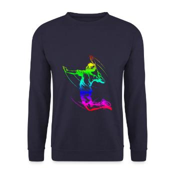 Badminton Spieler Bunt - Unisex Pullover - Navy - Vorne - Alina (178cm) & Michal (187cm)