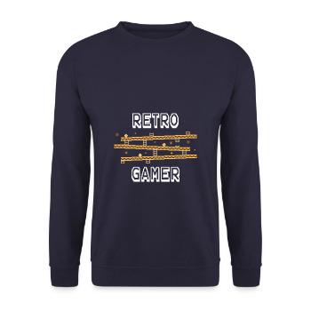 Rétro gamer moche Noël - Sweat-shirt Unisexe - marine - Devant - Alina (178cm) & Michal (187cm)