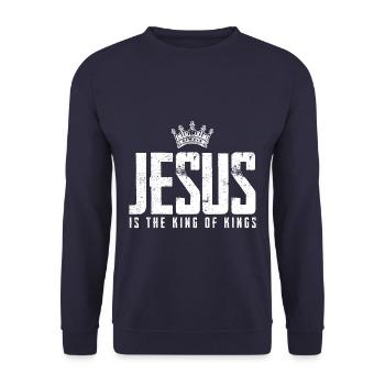 Jesus Christ is king - Unisex Sweatshirt - navy - Front - Alina (178cm) & Michal (187cm)