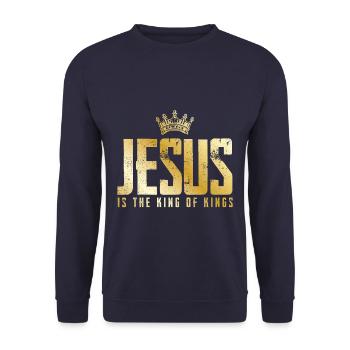 Jésus Christ est roi d'or - Sweat-shirt Unisexe - marine - Devant - Alina (178cm) & Michal (187cm)