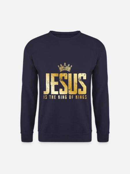Jesus christus ist könig gold - Unisex Pullover - Navy