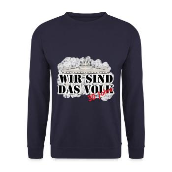 Wir sind das Volk T Shirt zu 30 Jahren Mauerfall - Unisex Pullover - Navy - Vorne - Alina (178cm) & Michal (187cm)