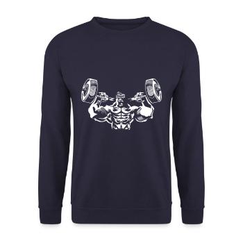 haltères gorille - Sweat-shirt Unisexe - marine - Devant - Alina (178cm) & Michal (187cm)