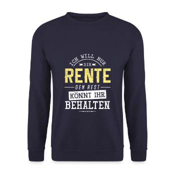 Rente Lustiger Spruch - Unisex Pullover - Navy - Vorne - Alina (178cm) & Michal (187cm)