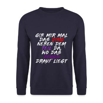 GIB MIR MAL DAS DING NEBEN DEM TEIL WO DAS ZEUG - Unisex Pullover - Navy - Vorne - Alina (178cm) & Michal (187cm)