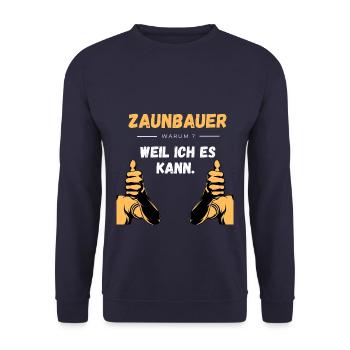 Zaunbau Beruf Geschenkidee - Unisex Pullover - Navy - Vorne - Alina (178cm) & Michal (187cm)