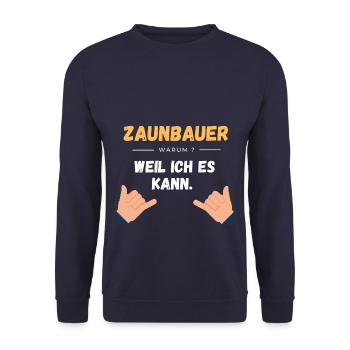 Zaunbau Beruf Geschenkidee - Unisex Pullover - Navy - Vorne - Alina (178cm) & Michal (187cm)