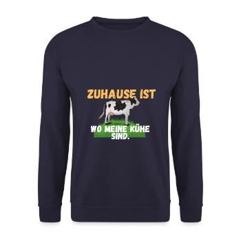 Kühe / Kuh / Zuhause ist wo meine Kühe sind - Unisex Pullover - Navy - Vorne - Alina (178cm) & Michal (187cm)