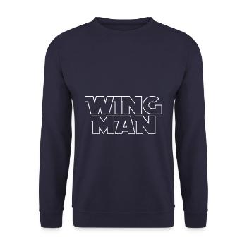 Wingman | Flügelmann Bro Kumpel Baggerpartner Ster - Unisex Pullover - Navy - Vorne - Alina (178cm) & Michal (187cm)