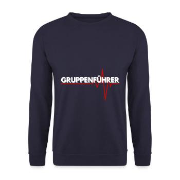 Gruppenführer Geschenkidee - Unisex Pullover - Navy - Vorne - Alina (178cm) & Michal (187cm)