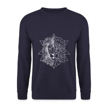 White tattoo inspired lion | Low Poly Art - Unisex Sweatshirt - navy - Front - Alina (178cm) & Michal (187cm)