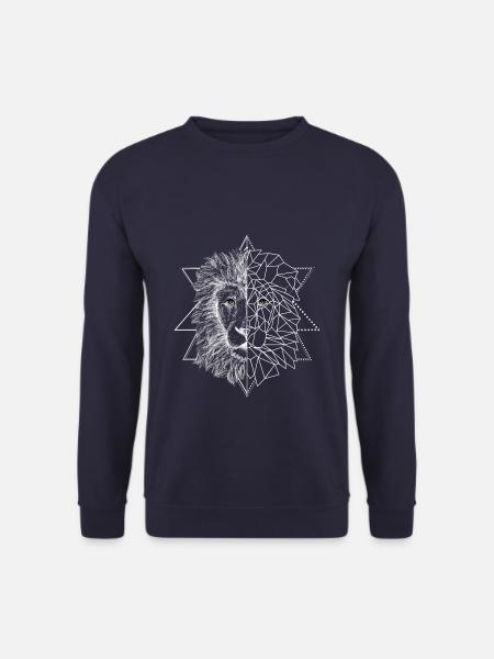 Weißer Tattoo inspirierter Löwe | Low Poly Art - Unisex Pullover - Navy
