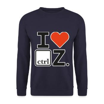 I love ctrl white Keyboard shortcuts - Unisex Pullover - Navy - Vorne - Alina (178cm) & Michal (187cm)