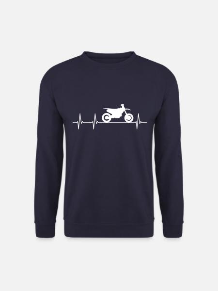 Herzschlag Supermoto Motorrad Puls Heartbeat weiß - Unisex Pullover - Navy