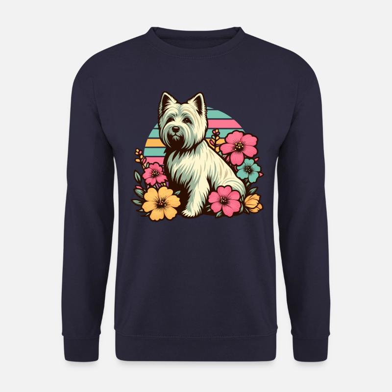 Cairn Terrier Retro Pastel Flowers - Unisex Sweatshirt - navy