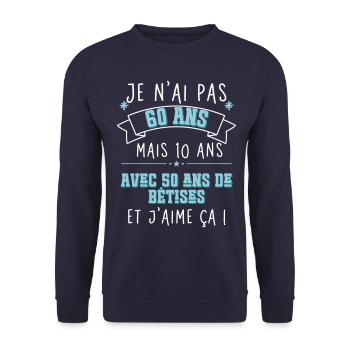 60th Birthday - I'm not 60 - Unisex Sweatshirt - navy - Front - Alina (178cm) & Michal (187cm)
