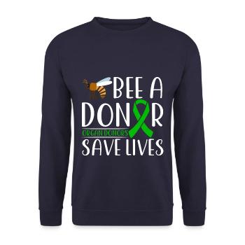 Bee A Donor Organ Donor Saves Lives - Unisex Pullover - Navy - Vorne - Alina (178cm) & Michal (187cm)