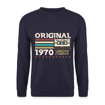 55th Birthday Cassette March 1970 - Unisex Sweatshirt - navy - Front - Alina (178cm) & Michal (187cm)