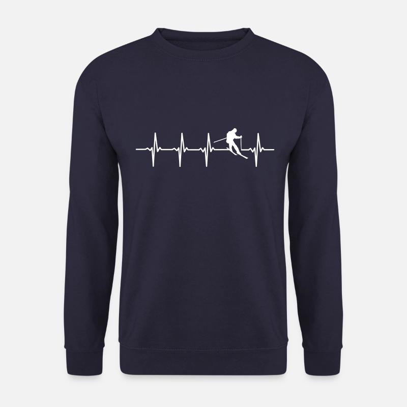 Skifahren - Herzschlagmotiv - Unisex Pullover - Navy